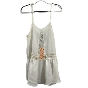 Collective Concepts White Eyelit Smock detail cami top, NEW